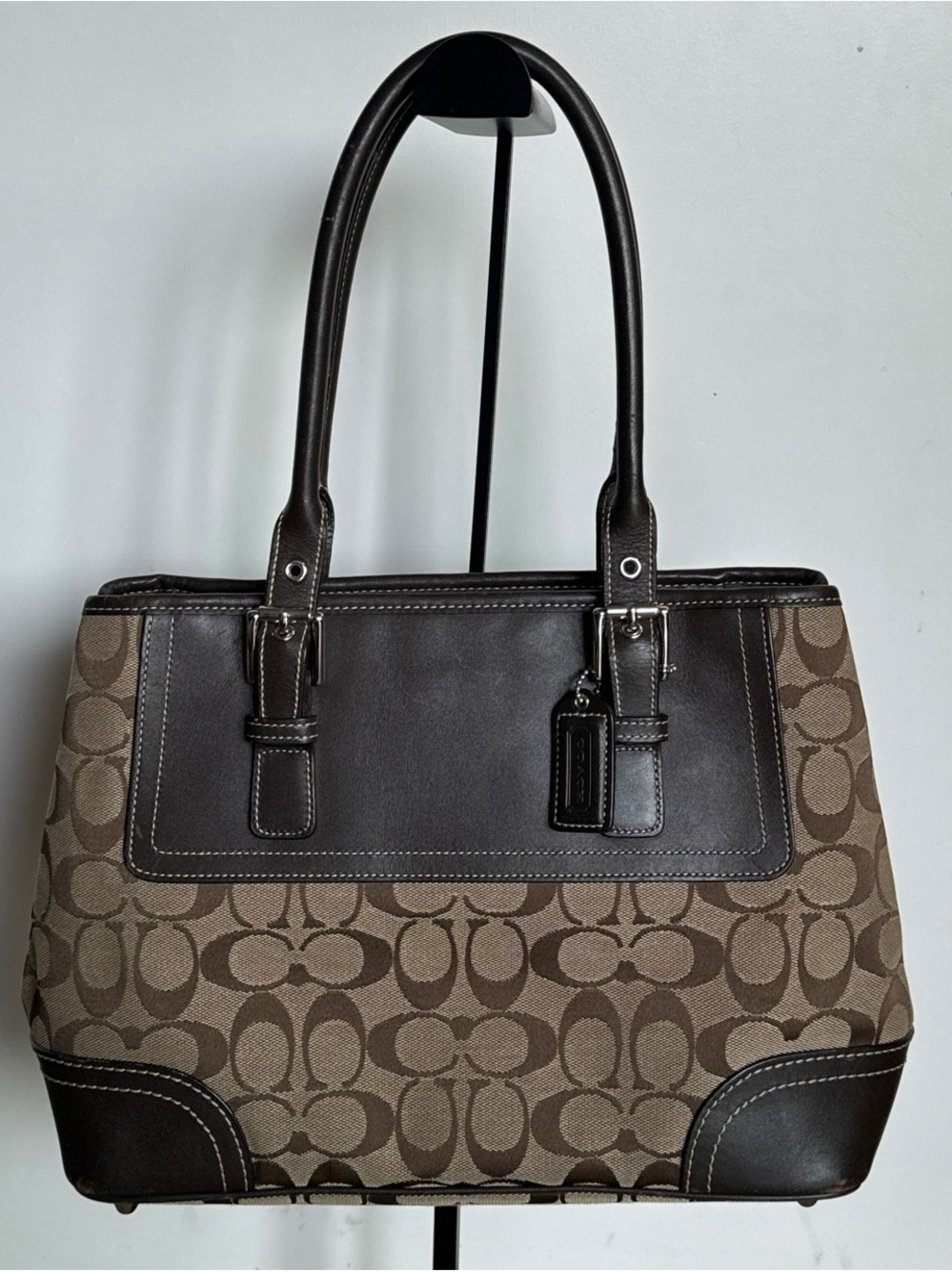 Coach Brown Signature Canvas Shoulder Tote